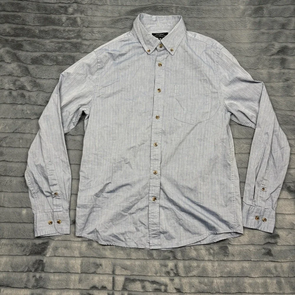 Banana Republic Button Down Shirt Mens M Blue Pinstripe Slim Fit Untucked Cotton